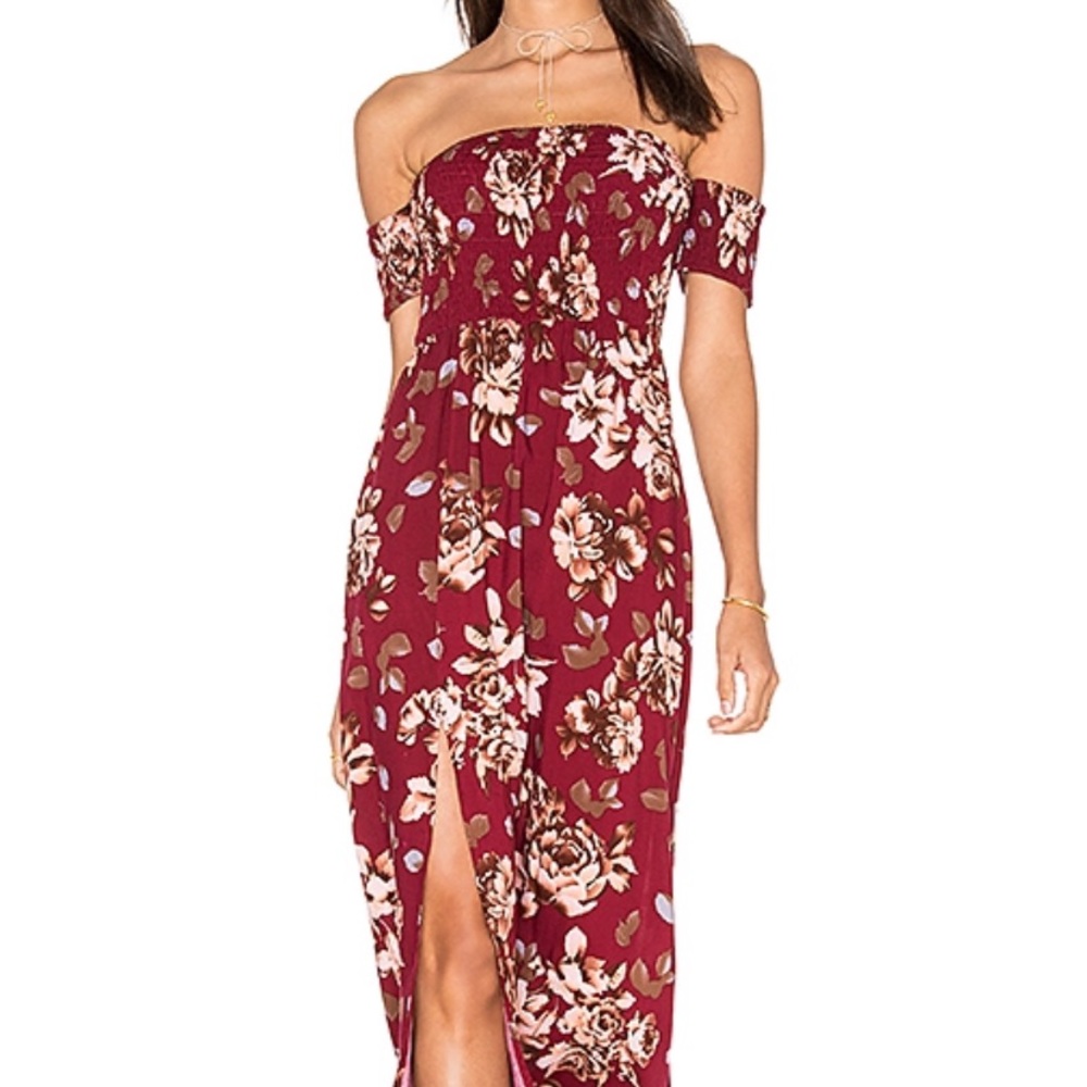Off the shoulder floral dress with slit